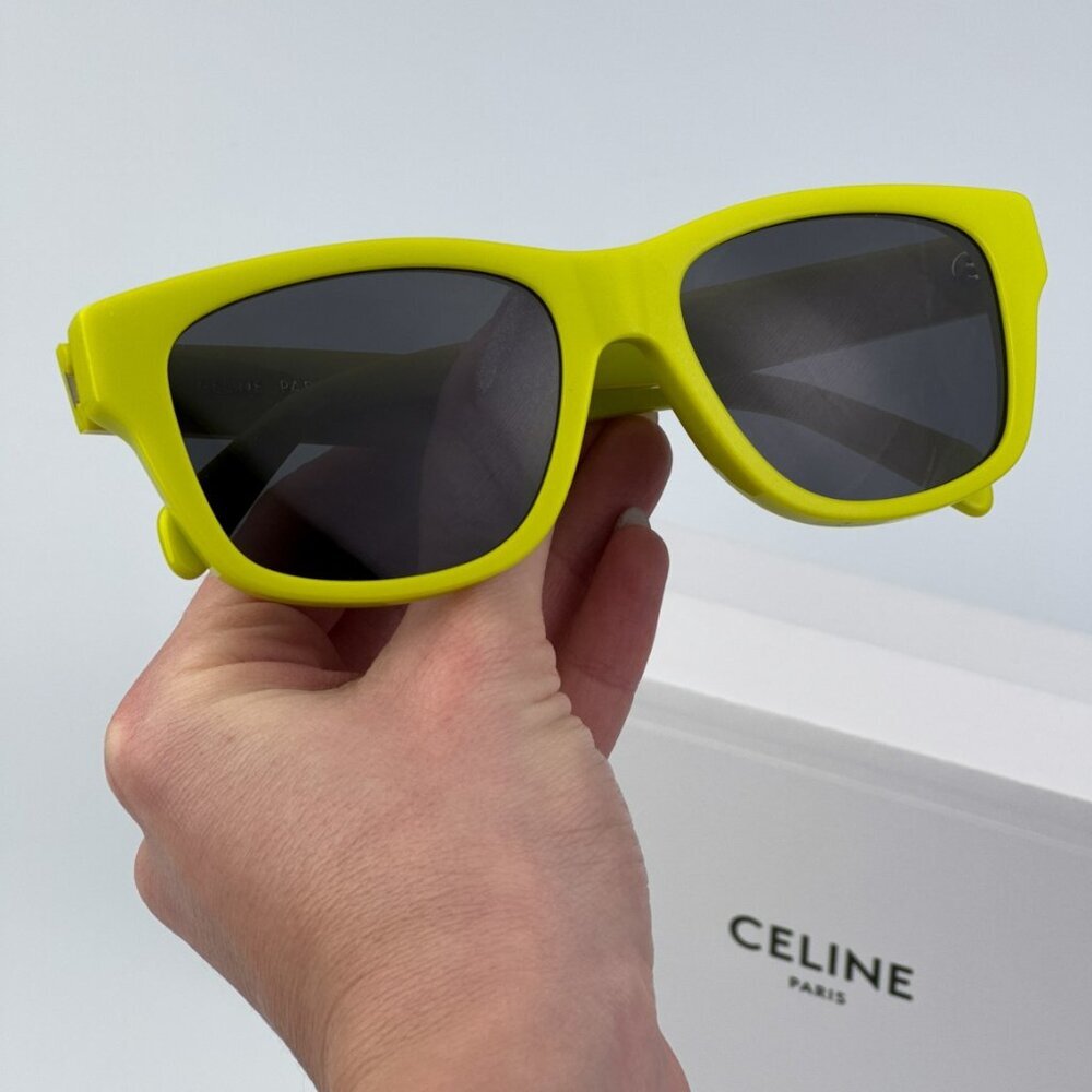 Celine CL40249U 39A MONOCHROMS BRAND NEW Sunglasses Neon Yellow Smoke Unisex